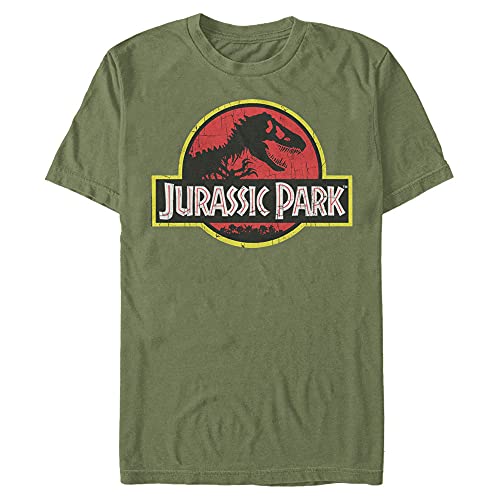 Jurassic Park Playera clásica con Logotipo de película para Hombre, Verde(Military Green), Large