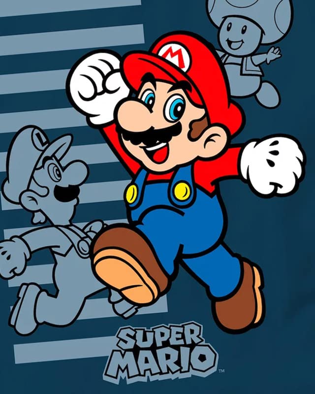 Super Mario - playera con estampado gráfico de Mario, Luigi y Sapo para niños grandes, marino, 6