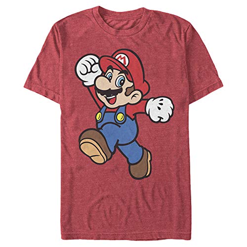Nintendo Super Mario Jump Pose - Playera para Hombre, Rojo (Red Heather), Medium